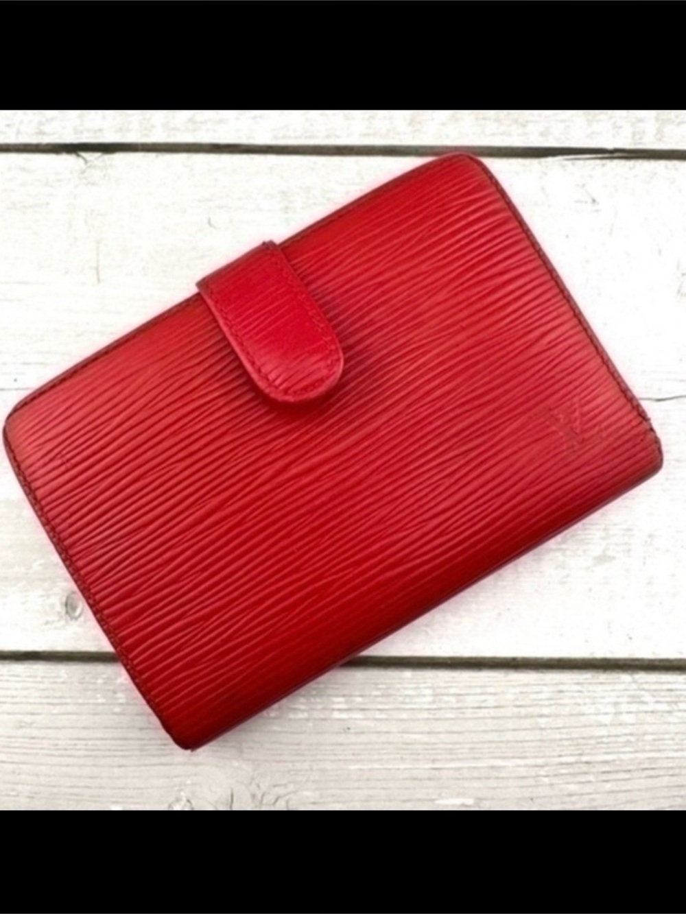 AUTHENTIC Louis Vuitton red Castilian Epi leather French Purse/wallet.